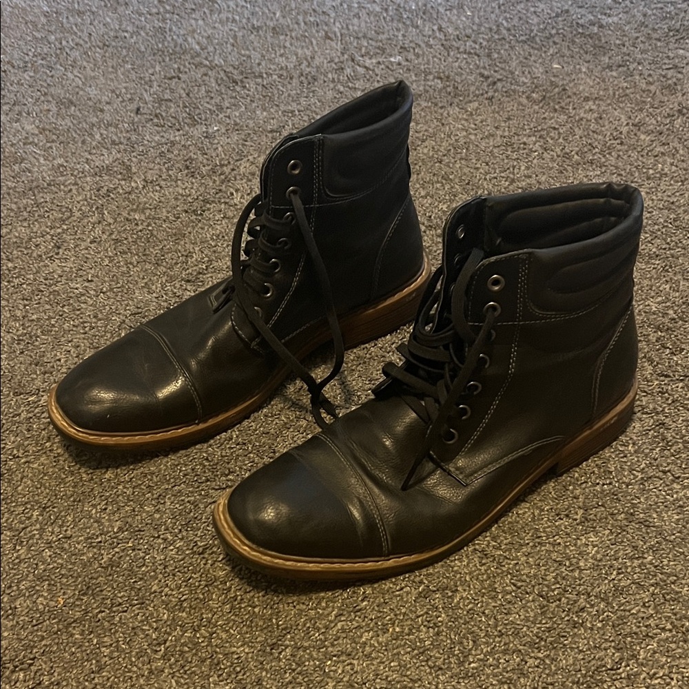 Men's Perry Elis Portfolio Black Leather Boots - Picture 2 of 7